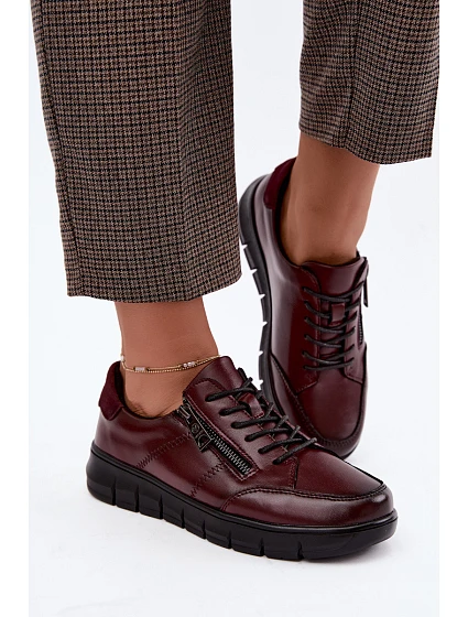 Dámské kožené polobotky model 22359860 bordó - VINCEZA