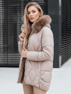 Dámska zimná bunda s kožušinou béžová FashionStreet TY5494