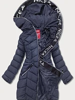 Tmavomodrá páperová dámska bunda pre prechodné obdobie (2M-001)