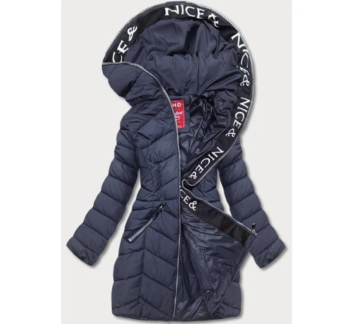Tmavě modrá péřová dámská bunda pro přechodné období model 17729181 - LHD Tmavě modrá péřová dámská bunda pro přechodné období model 17729181 - LHD