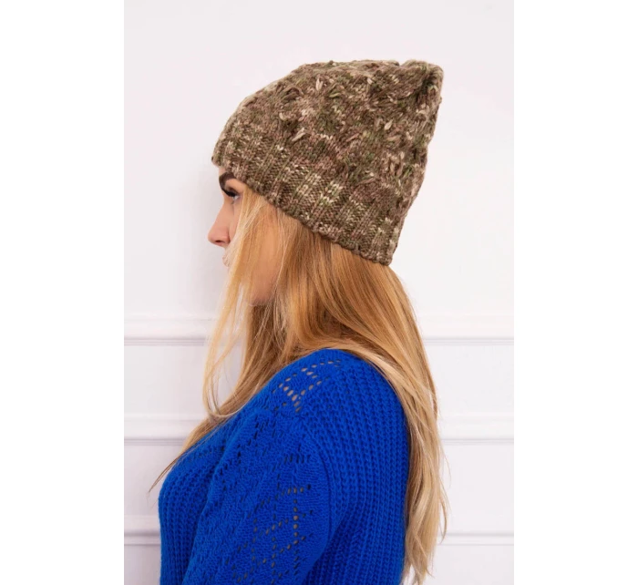 Fleecová čiapka Roksana K209 cappucino+light khaki