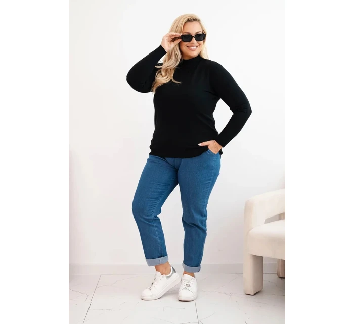 Dámsky sveter v nadmernej veľkosti z viskózy s rolákom čierny Dámsky sveter v nadmernej veľkosti z viskózy s rolákom čierny