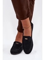 Dámské mokasíny s malým zlatým detailem černé Sarivelle