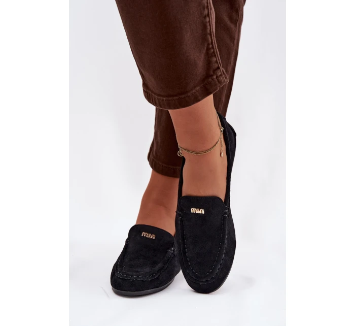 Dámské mokasíny s malým zlatým detailem černé Sarivelle