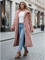 Dámský zimní kabát chlupáč dlouhý NY0751z růžový - FashionStreet