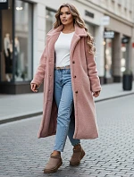 Dámsky zimný kabát s kožušinou, dlhý, NY0751z, ružový – FashionStreet