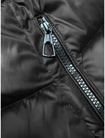 Čierno-béžová obojstranná dámska zimná bunda s kapucňou (B8202-1046)