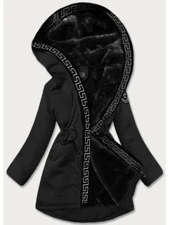 Černá dámská bunda s kožešinovou podšívkou model 21345464 - S'WEST