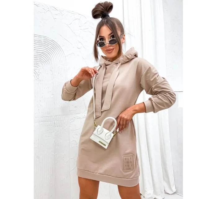 Béžové teplákové šaty s kapucňou (725) Béžové teplákové šaty s kapucňou (725)