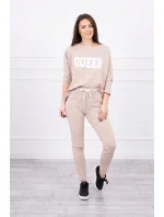 Súprava s potlačou Queen béžová