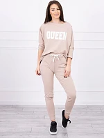 Súprava s potlačou Queen béžová