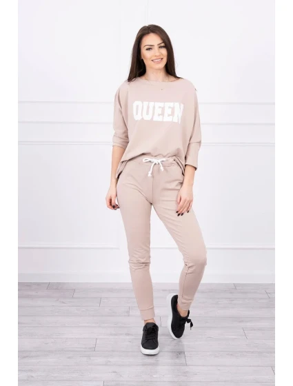 Súprava s potlačou Queen béžová