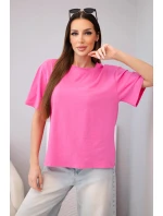 Dámská bavlněná basic halenka s krátkým rukávem růžová Dámská bavlněná basic halenka s krátkým rukávem růžová