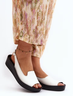 Dámské kožené sandály na tlusté podrážce model 21646121 bílé - Zazoo