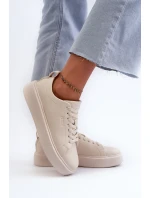 Lehké dámské tenisky Big Star model 21658712 Memory Foam System Beige - Big Star Shoes Lehké dámské tenisky Big Star model 21658712 Memory Foam System Beige - Big Star Shoes