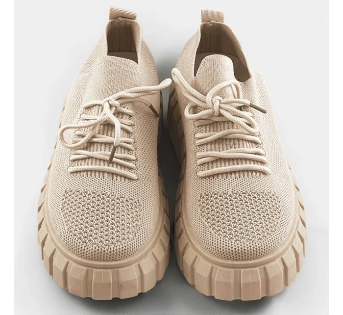 Béžové ažurové šněrovací boty model 17287307 Béžové ažurové šněrovací boty model 17287307