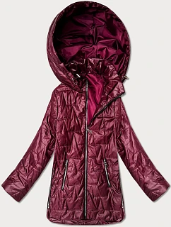 Goodlookin burgundská tenká bunda s kapucňou Plus Size (B8576-27)