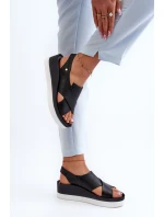 Kožené sandály na černé model 21659210 - Zazoo