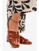 Klapki Damskie Na Płaskim Obcasie Camel Mirona Klapki Damskie Na Płaskim Obcasie Camel Mirona