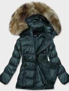 Tmavo zelená dámska prešívaná bunda vhodná pre sezónu (H-205)