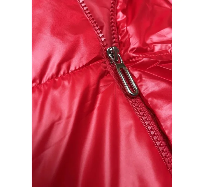 Červená páperová vesta s odnímateľnou kapucňou (B8247-4)