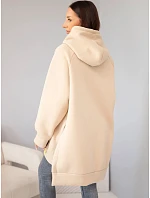 Mikina dámská oversize z bavlny s kapucí a kapsou béžová Mikina dámská oversize z bavlny s kapucí a kapsou béžová