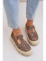 Zamszowe Półbuty Z Klamrą W Panterkę Zazoo 20183 Brązowe