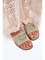 Ploché Dámské Pantofle S Ozdobným Detalem Zelené model 21699585 - Boto