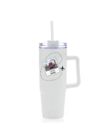 Vlastní text na cestovatelskou termosku s průhledným víčkem