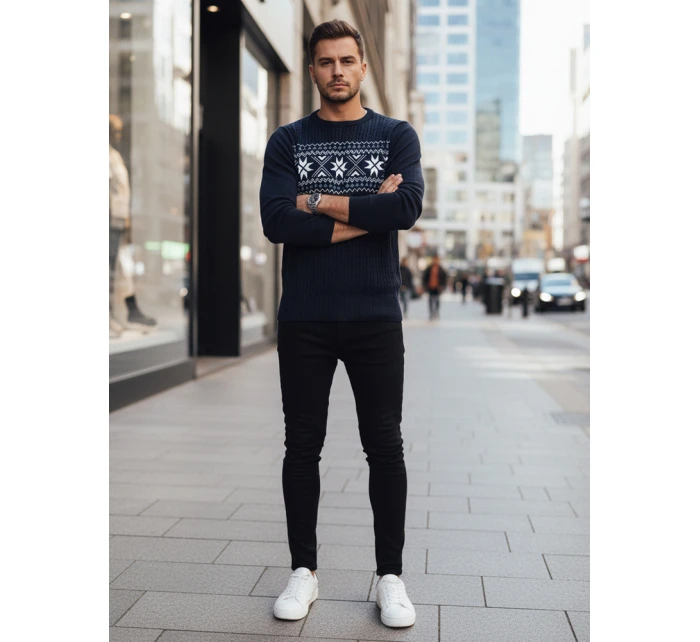 Pánsky tmavomodrý sveter FashionStreet WX2277