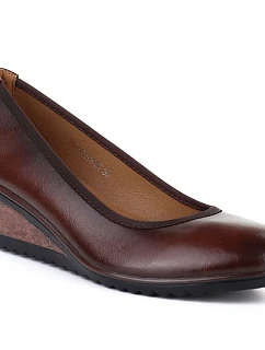 Dámské polobotky na podpatku hnědé model 22097259 - VINCEZA