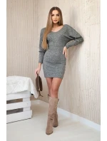 Dámské šaty s 3/4 rukávy a krajkou na zádech khaki