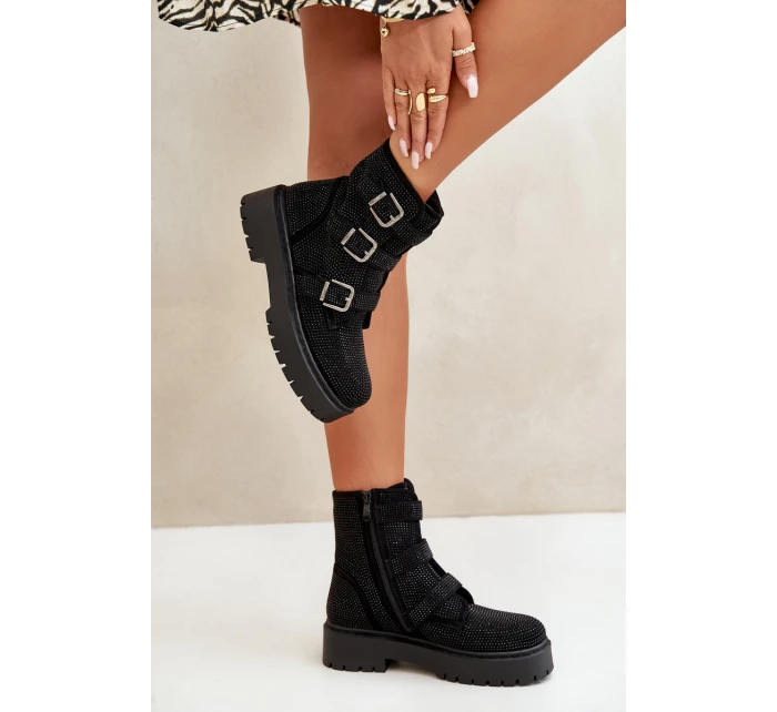 Ocieplane Botki Damskie Ze Zdobieniem Czarne Ciascia Ocieplane Botki Damskie Ze Zdobieniem Czarne Ciascia