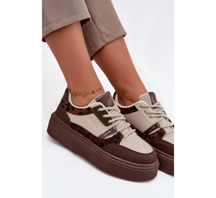 Damskie Sneakersy Na Platformie Big Star SS274356 Panterka Brązowo-Beżowe Damskie Sneakersy Na Platformie Big Star SS274356 Panterka Brązowo-Beżowe