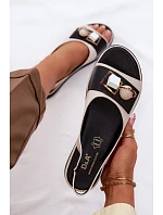 Dámske kožené sandále GR61-5932 béžovo-čierne - D&A