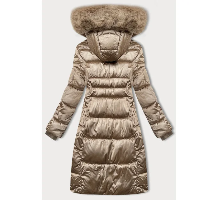 Béžová dámska prešívaná zimná bunda S'west (B8266-12)