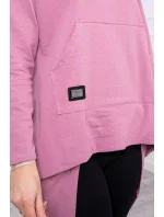 Mikina s kapucňou s dlhým chrbtom tmavo ružová