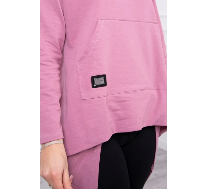 Mikina s kapucňou s dlhým chrbtom tmavo ružová