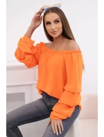 Španielska blúzka s ozdobnými oranžovými rukávmi Španielska blúzka s ozdobnými oranžovými rukávmi