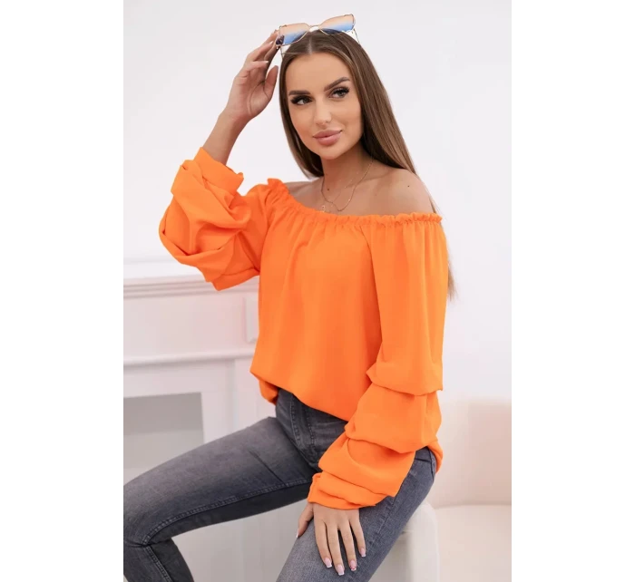 Španielska blúzka s ozdobnými oranžovými rukávmi Španielska blúzka s ozdobnými oranžovými rukávmi