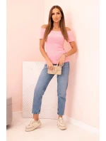 Dámská bavlněná blůza s výstřihem do V a potiskem bílá