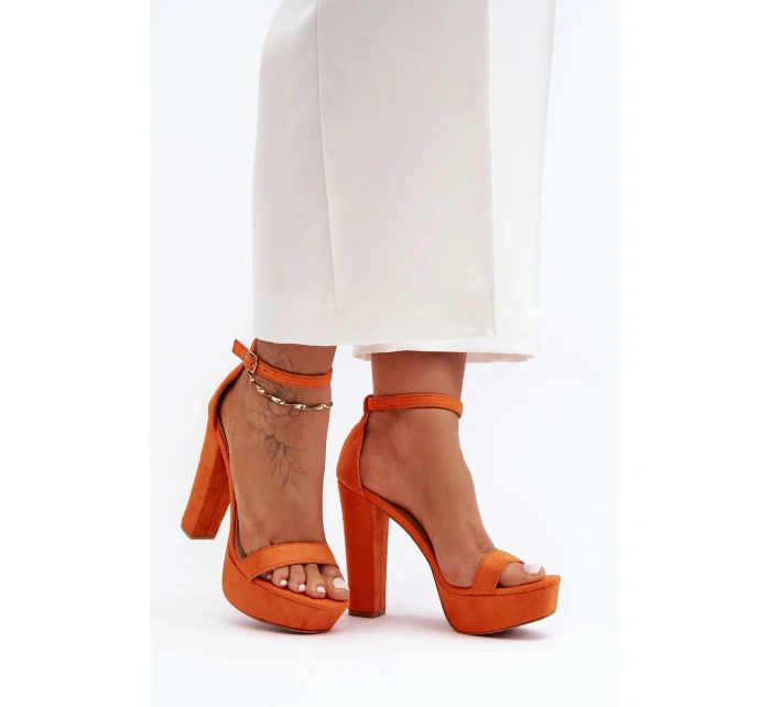 Wygodne Zamszowe Sandały Na Wysokim Słupku Pomarańczowe Essence Wygodne Zamszowe Sandały Na Wysokim Słupku Pomarańczowe Essence