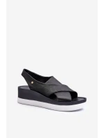 Kožené sandály na černé model 21659210 - Zazoo