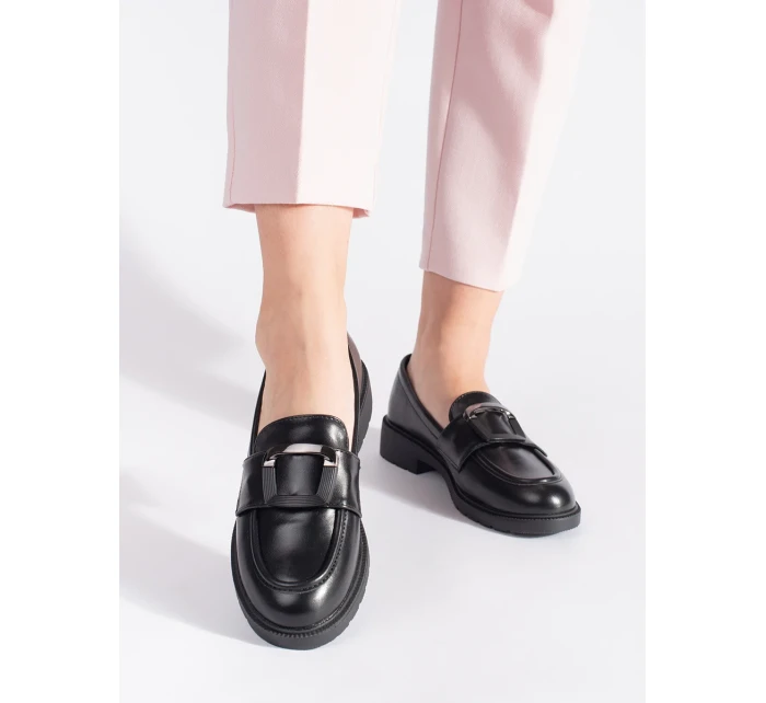 Dámske pohodlné čierne mokasíny bez podpätku Dámske pohodlné čierne mokasíny bez podpätku