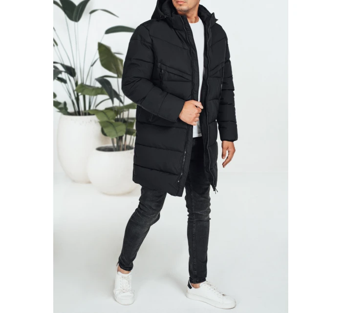 Pánska zimná bunda s kapucňou čierna prešívaná TX5070