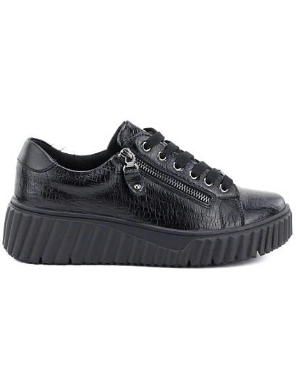 Dámské kožené polobotky na platformě, černé, model 22343157 - VINCEZA Dámské kožené polobotky na platformě, černé, model 22343157 - VINCEZA