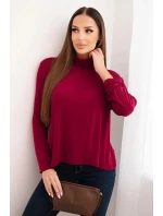 Dámska viskózna blúzka s rolákom a dlhými rukávmi slivka