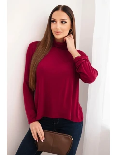 Dámska viskózna blúzka s rolákom a dlhými rukávmi slivka