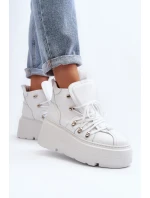 Zazoo 3416 Skórzane Damskie Buty Sportowe Białe