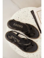 Skórzane Płaskie Sandały Z Przeplatającymi Się Paseczkami Zazoo 40429 Czarne